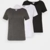 3Er Pack- Camiseta Básica - White/Black/Dark Grey