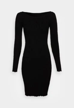 Anna Field Boat Ausschnitt Mini Strickkleid Mit Geschweiften Rändern - Vestido De Punto - Black