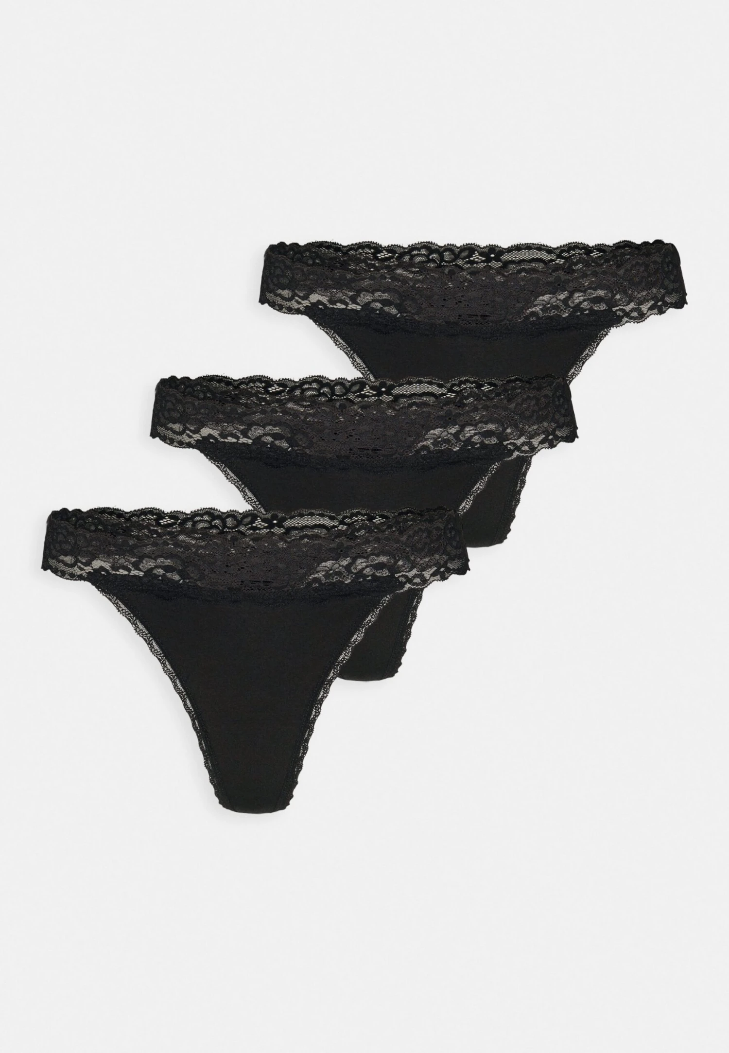 Anna Field 3 Pack Lace Trim Thong - Tanga - Black 4 Anna Field 3 Pack Lace Trim Thong - Tanga - Black - Imagen 4
