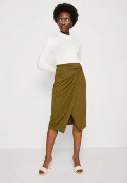 Anna Field Front Knot Midi Skirt - Falda De Tubo - Khaki -Anna Field Ventas 461ee7207cb243998c18cf265d0ad4bd