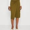 Anna Field Front Knot Midi Skirt - Falda De Tubo - Khaki
