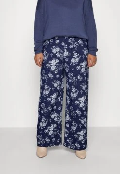 Wide Leg Pant - Pantalones - Dark Blue/Off-White