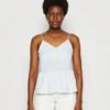 Anna Field Top - Light Blue/White